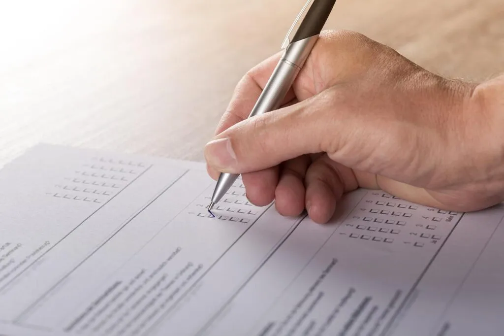 Person completing a questionnaire