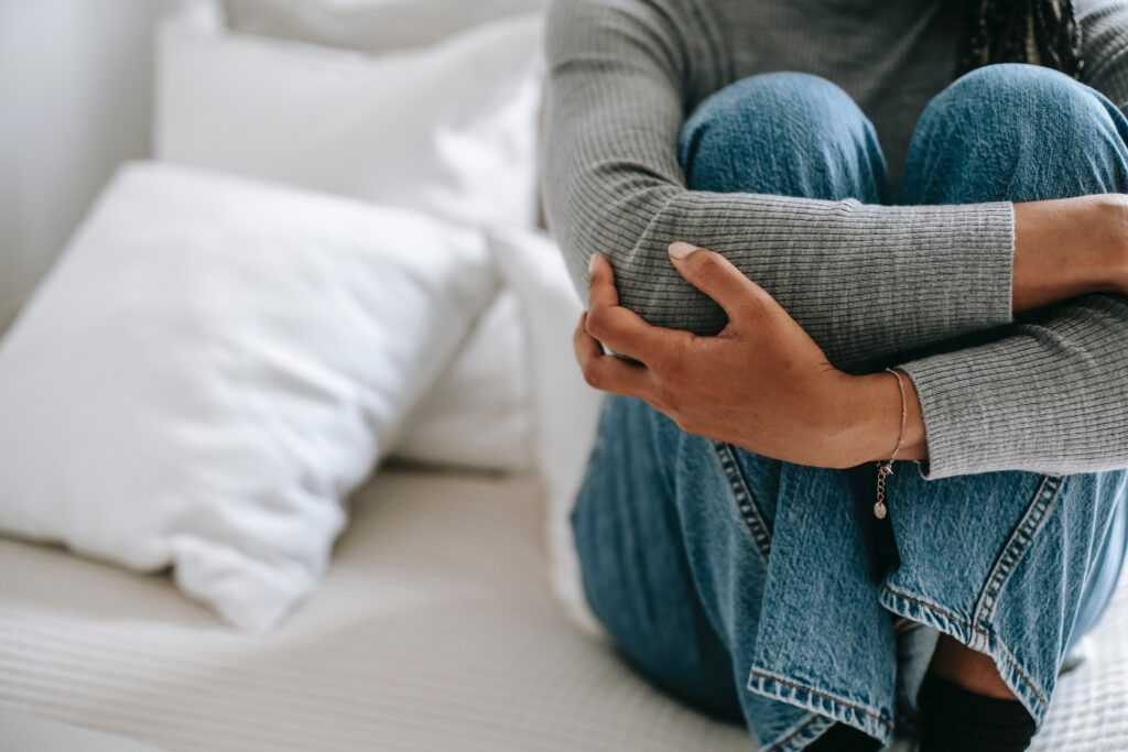 woman in a crouched position