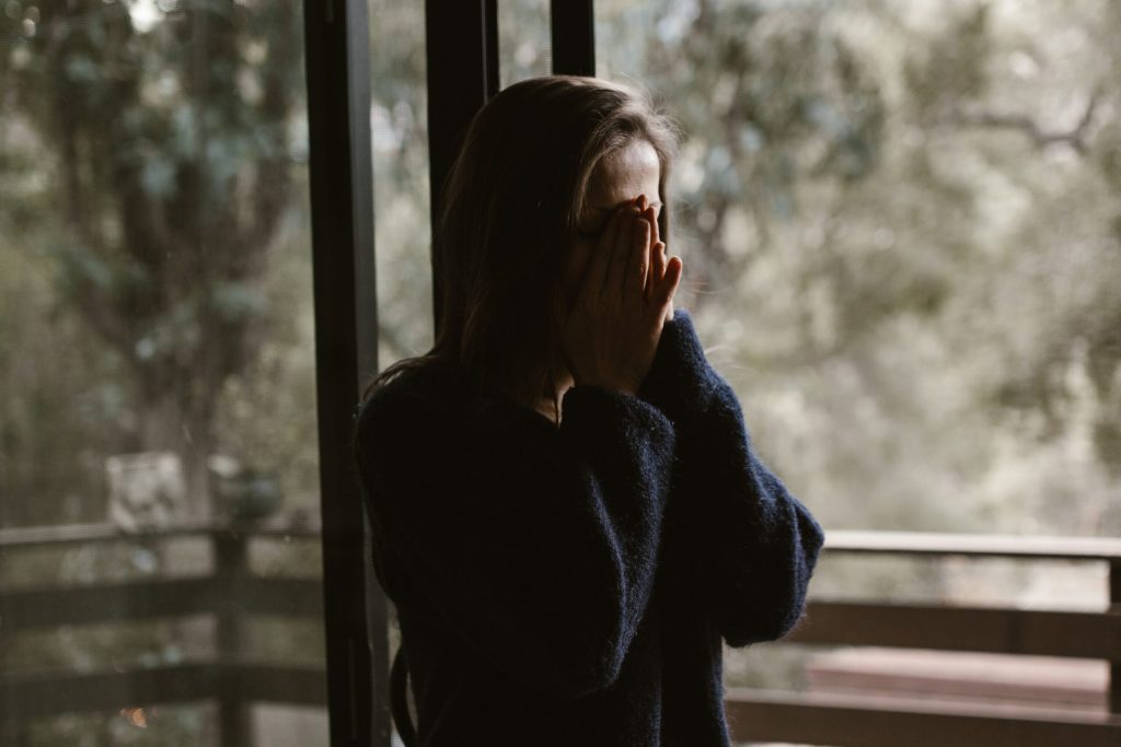 woman taking a stress break