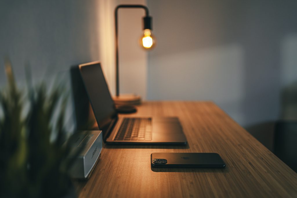 Laptop and smartphone on a desk