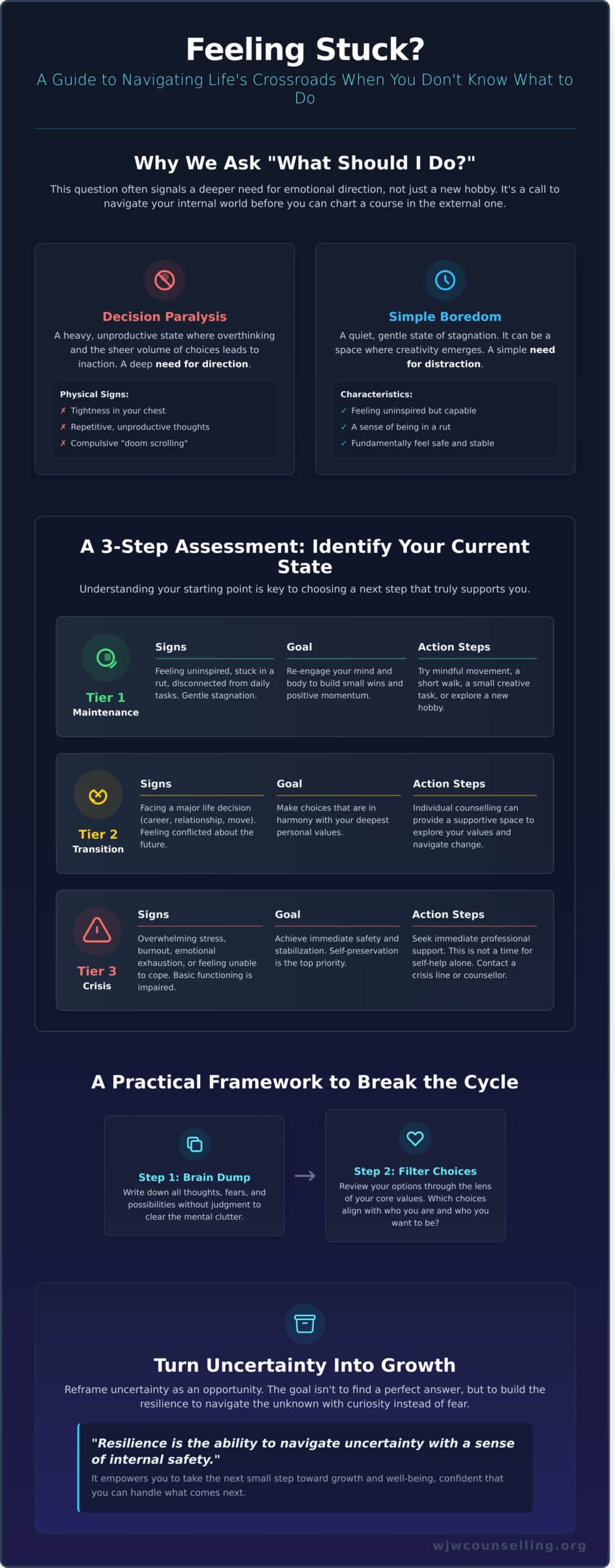 What Should I Do? A Guide to Navigating Life’s Crossroads and Decision Paralysis - Infographic